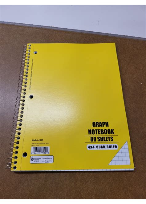 Graph Notebook 80 Sheets 4x4 Quad Ruled Yellow D3 Surplus Outlet