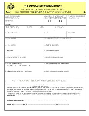 Jamaica Customs Form Fill And Sign Printable Template Online