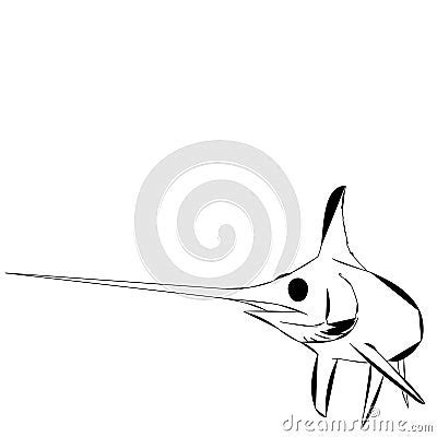 A Black Outline Of A Swordfish Or Billfish Cartoon Vector ...