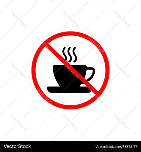 No Coffee Cup Sign Icon Set Prohibition Royalty Free Vector