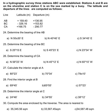 Answered In A Hydrographic Survey Three Stations Bartleby