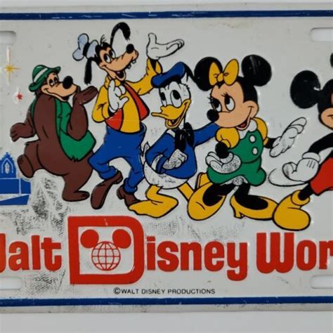 Vintage License Plate Walt Disney World Mickey Minnie Donald Pluto Bear Retro 4667563383