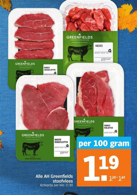 Alle AH Greenfields Stoofvlees 100g Aanbieding Bij Albert Heijn