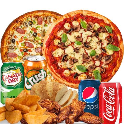 Combo 3 {Any 2 Large Pizza, Cheesy Bread, 8 Pcs Wings, Potato Wedges, 4 Can Pop} - Pizza 106