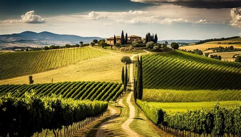 Premium Photo | Tuscany landscape with vineyard beautiful daylight ...