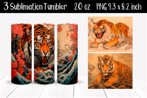 Japanese Tiger Sublimation Tumbler Wrap Graphic By Ananastya Creative