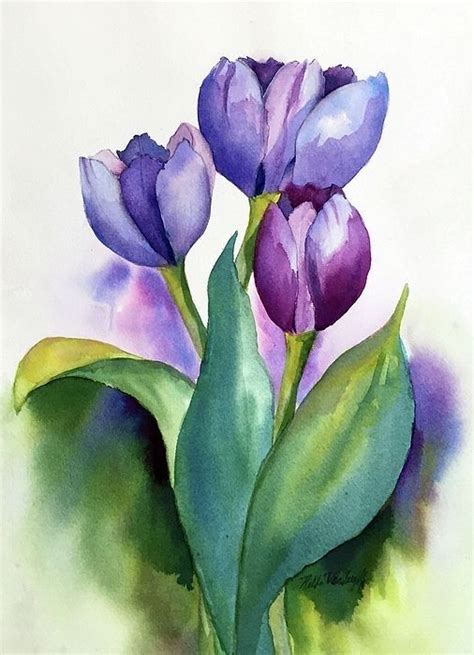 Pin By Delia Ramirez On Art Flowers Tulips Watercolor Flower Art