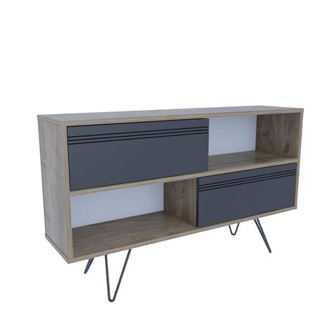 Black And Walnut Kerby Multi Functional 120cm Wide TV Unit