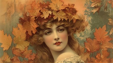 Premium Ai Image A Woman With A Wreath Of Autumn Leaves On Her Head