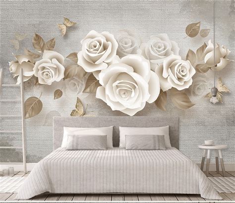 Floral Wall Mural Flowers Wallpaper Modern Home Decor for - Etsy