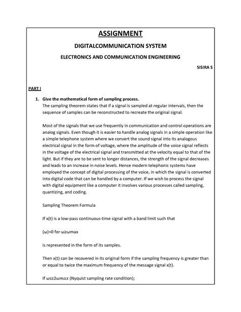 Assignment Digital Communication System Assignment