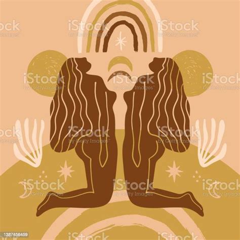 Boho Sacred Magic Meditating Woman Vector Illustration Stock