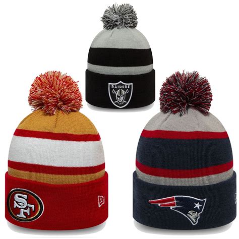 New Era Nfl Beanie Winter Mütze Cap Patriots Raiders 49ers Bommelmütze