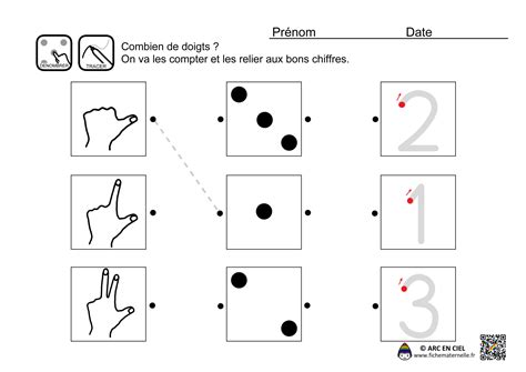 Dénombrement de 1 à 3 ARC EN CIEL