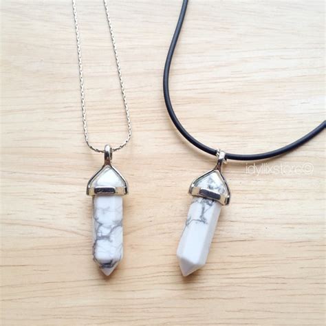 Howlite Marble Necklace Point Crystal Necklace By Idyllixstore