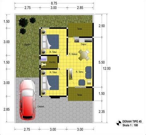 desain denah rumah type  minimalis menarik model rumah