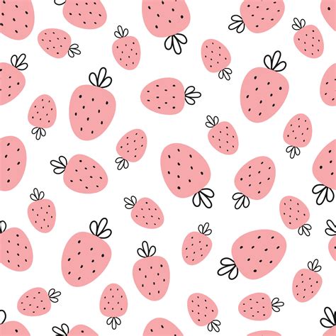 Baby seamless pattern pink strawberries on white background Cute hand ...