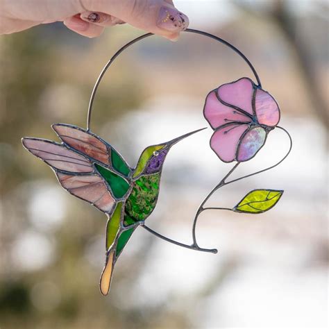 Hummingbird Stained Glass Bird Suncatcher Mothers Day Gift Hummingbird