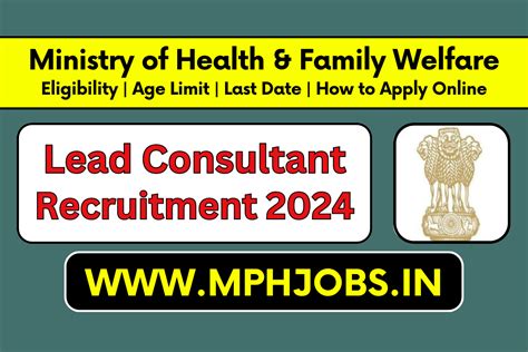 Mohfw Apply For Lead Consultant Post Mph Jobs