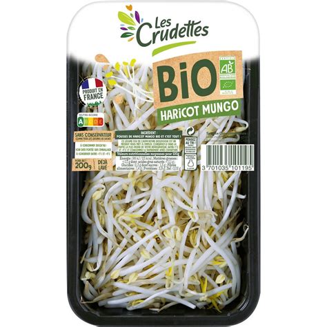 LES CRUDETTES Pousses De Haricots Mungo Bio 200g Pas Cher Auchan Fr