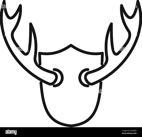 Hunting Trophy Shield With Deer Antlers Forming A Minimalist Line Art