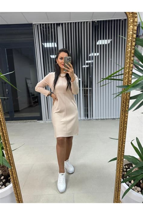 Caddstore Ms Ima Diki Li Basic Elik Nude Elbise Fiyat Yorumlar Trendyol