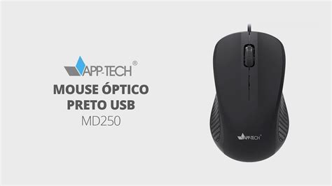 Mouse Ptico Usb Preto Dpi Md App Tech Desempenho E Ergonomia