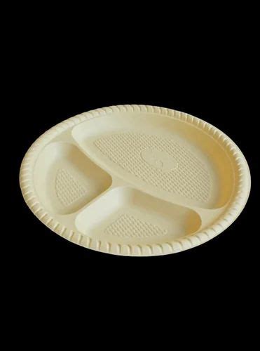 10 Inch 3 Compartment Disposable Corn Starch Plate At Rs 5 Piece Eco