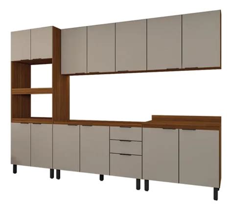 Cozinha Completa Alice Portas Gavetas Marrom Nude Cor Bege Mercadolivre