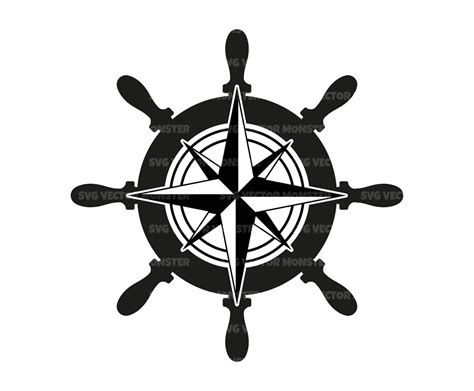 Ship Wheel Svg Compass Svg Boat Wheel Svg Nautical Vector Cut File Silhouette Cricut Pdf