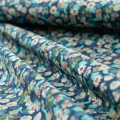 Cotton Lawn Dress Fabric- Floral Teal Blue