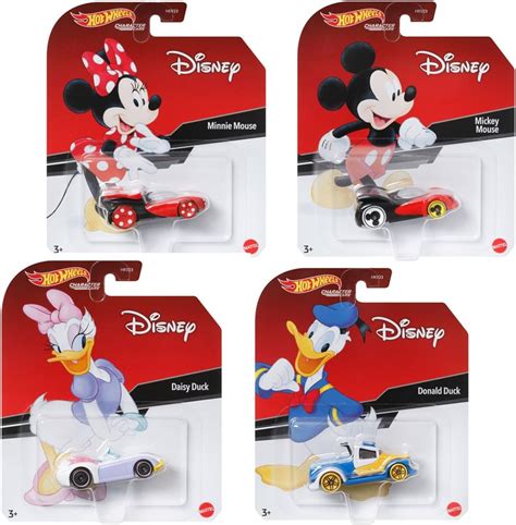 Amazon Hot Wheels Disney Character Cars 4 Pack Featuring Mickey Mouse Minnie Mouse