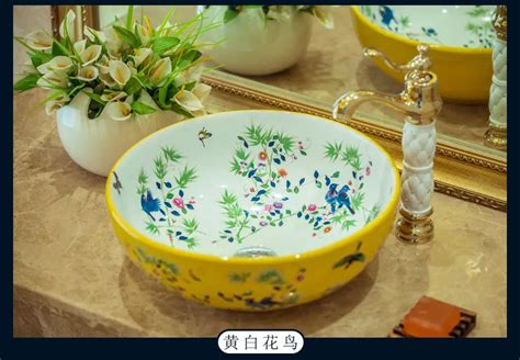 Chinese Wash Basin Sink Ceramic Basin Sink Jingdezhen Washing Basin Art