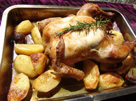 Roast Chicken with potatoes - Cooking In Plain Greek