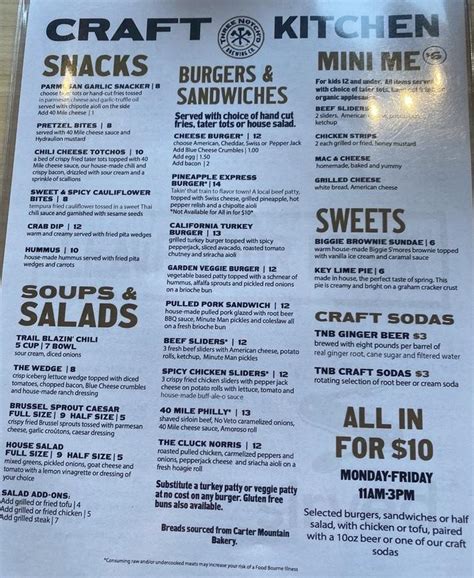 Three Notch'd Craft Kitchen and Brewery - Roanoke menu in Roanoke ...