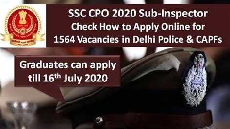 Ssc Cpo Sub Inspecter Online Registration Closed Ssc Nic In For