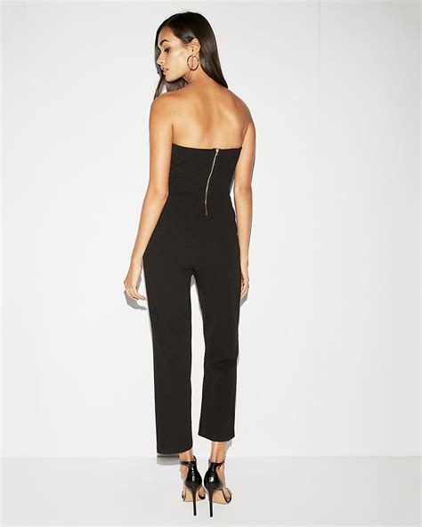 Express Strapless Sweetheart Neckline Jumpsuit In Pitch Black