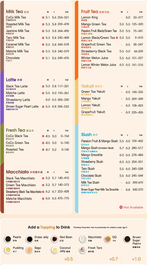 Menu | CoCo Fresh Tea & Juice Canada