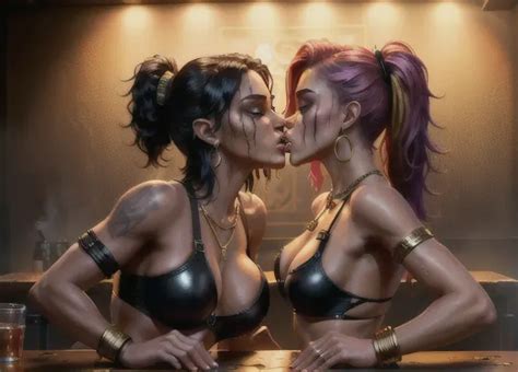 Ultra Realistic Two Women Making Lesbian Love At A Table In Ai Art By Asflt Dopamine