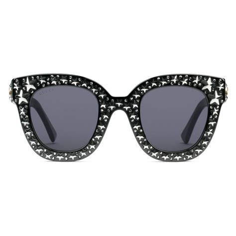 Gucci Occhiali Da Sole Cat Eye In Acetato Con Stelle Acetato Nero