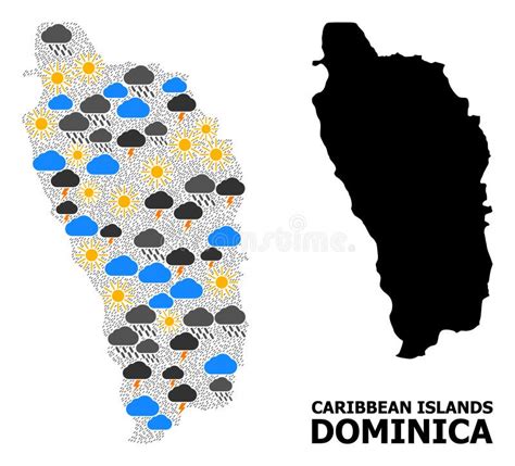 Climate Collage Map of Dominica Island Stock Illustration ...