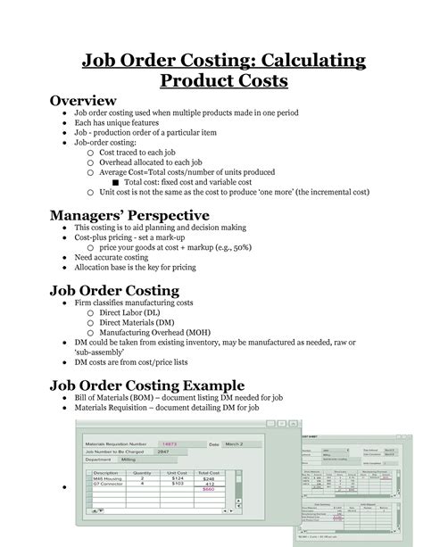 Chapter Job Order Costing Calculating Product Costs Job Order