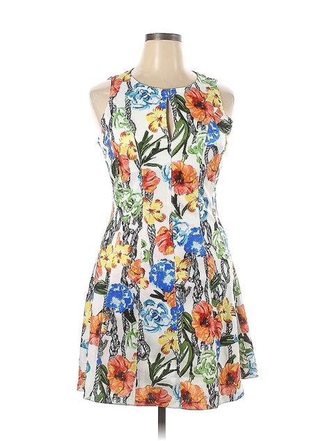 CATHERINE Catherine Malandrino Floral Blue Casual Dress Size 14 76