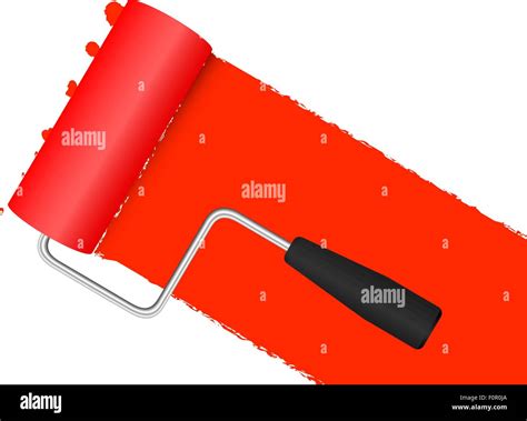 Paint roller applying red paint to a white wall Stock Vector Image & Art - Alamy