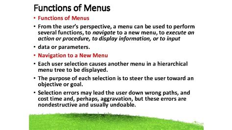 Structures Of Menus Structures Of Menus Menus Vary