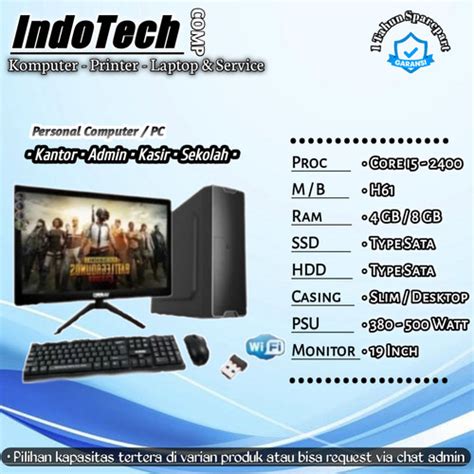 jual komputer pc rakitan core   case slim desktop pc