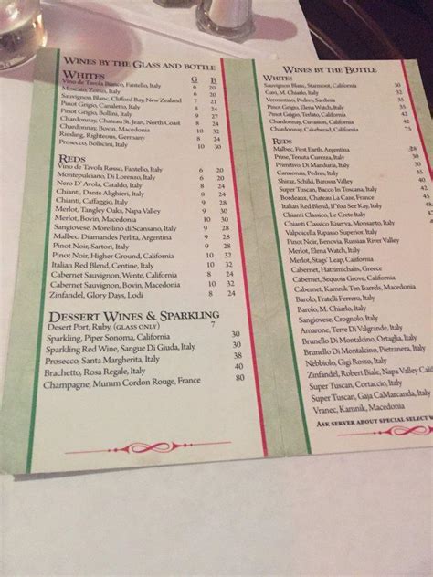 Menu at Claudiana Italian Restaurant, Columbus