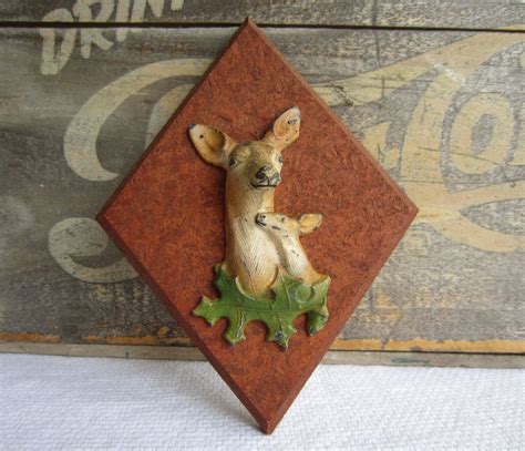 Vintage Deer Fawn And Doe Rustic Wall Hanging Woodland Decor Etsy