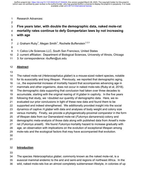 PDF Five Years Later With Double The Demographic Data Naked Mole