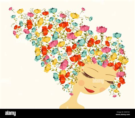 Beautiful Season Woman Abstract Hair Design Elements Stock Vector Image